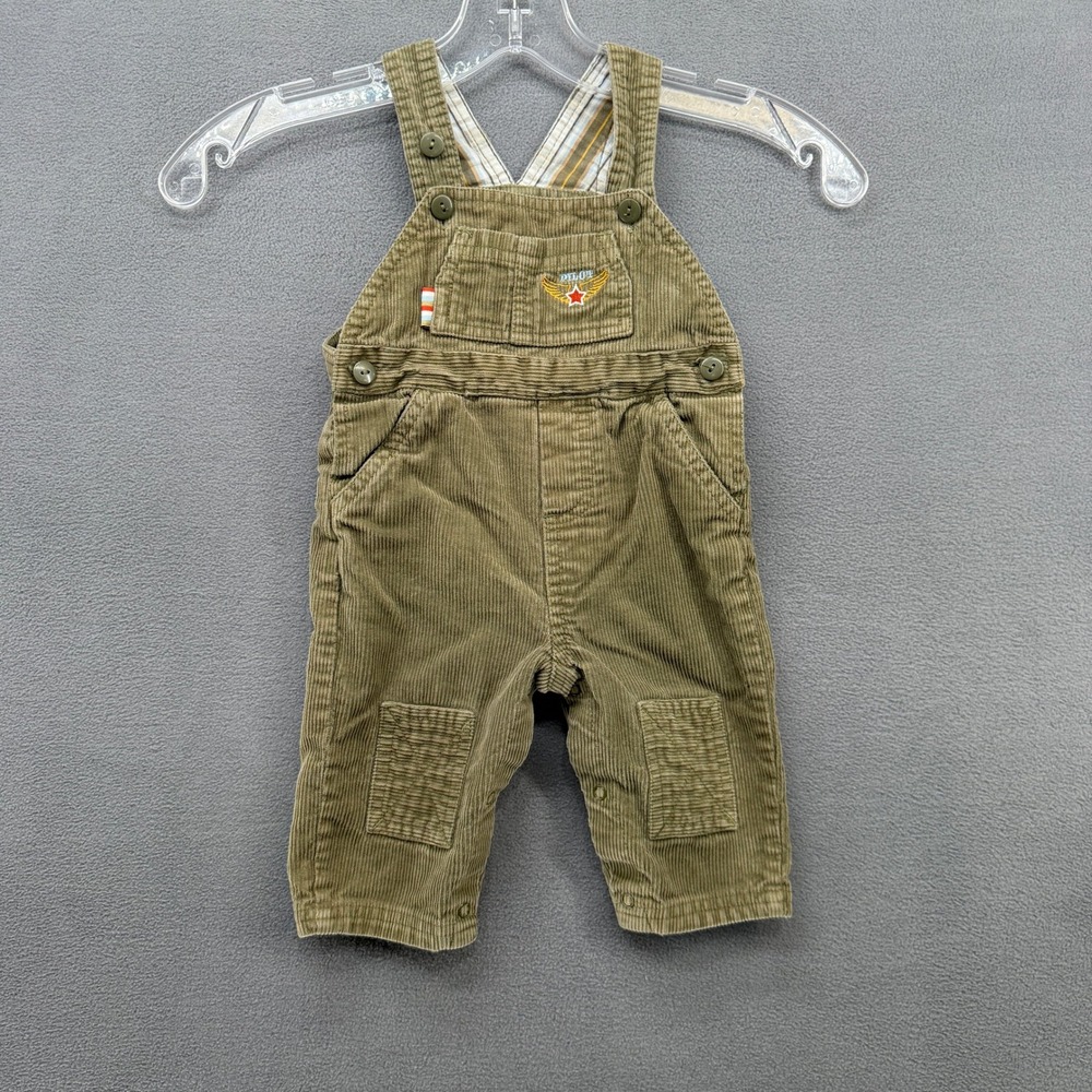 Sonoma Life Style Baby Boys 6-9M Olive Green Corduroy Pilot Overalls Flannel